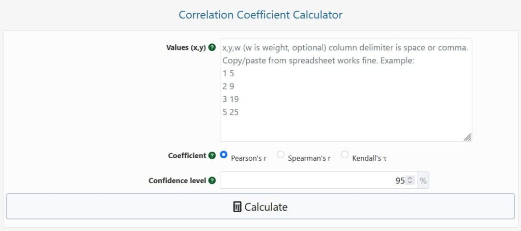 Correlation Coefficient Calculator
