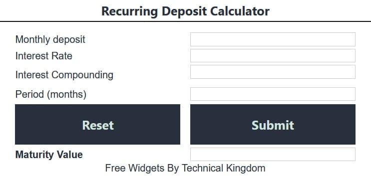 Recurring Deposit Calculator