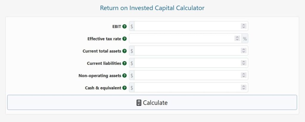 Return on Invested Capital Calculator