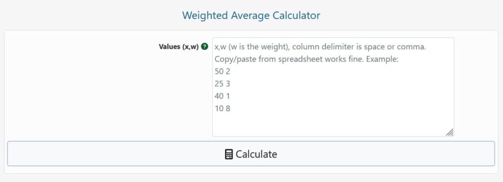 Weighted Average Calculator