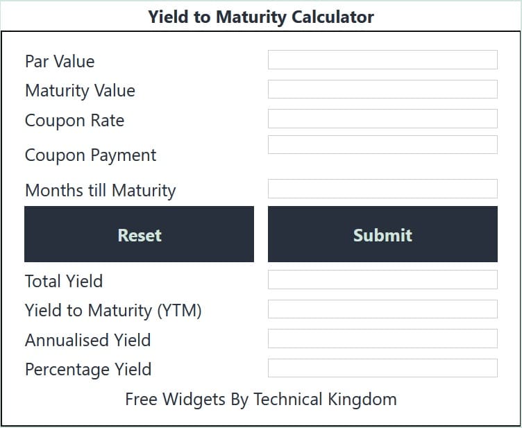 Yield to Maturity Calculator